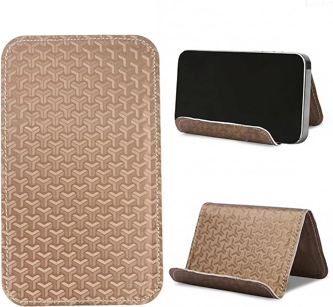 QIELIZI Airplane Travel Essentials for Flying Flex Flap Cell Phone Holder & Flexible Tablet Stand for Desk, Bed, Treadmill, Home & in-Flight Airplane Travel Accessories(1-Triangle Brown)
