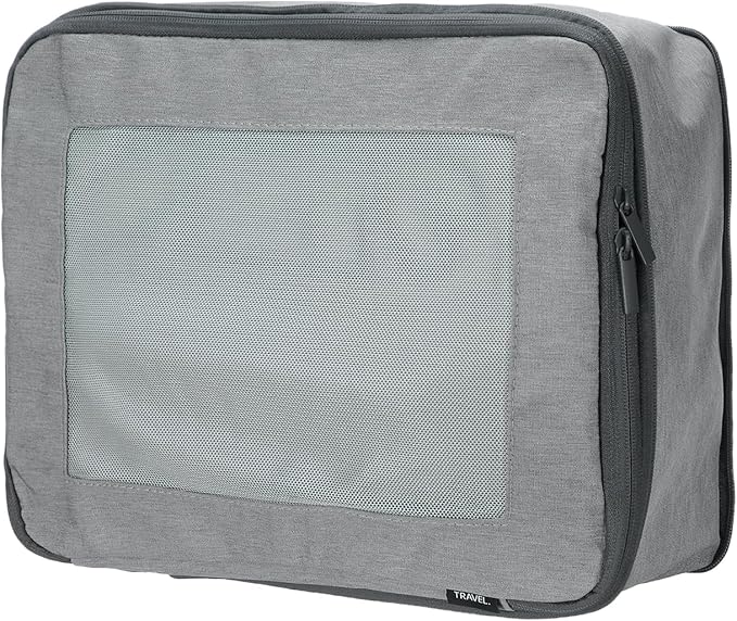 HARFINGTON Compression Packing Cube for Suitcases 34x26x13cm Lightweight Luggage Organizers Bag Travel Essentials Compression Bags for Carry on Suitcases, Grey