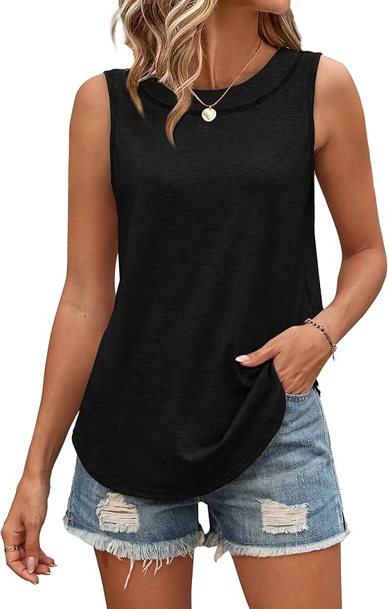 WIHOLL Tank Tops for Women Summer Outfits 2026 Crewneck Spring Casual Sleeveless Shirts Blouses Clothing
