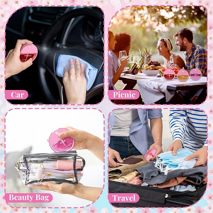 3 Pcs Power Mist Hydrating Hand Sanitizer Spray Bulk Travel Size Hand Sanitizer Spray Pocket 1.2 oz Pink Circular Bottle with Diamonds for Daily Use Mother's Day End of Year Teachers Gifts