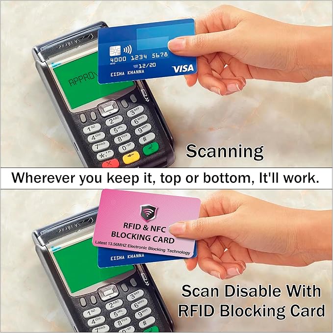 SaiTech IT 2 PK RFID Blocking Cards Protect Your Entire Wallet, Purse, and Cards from NFC Contactless Theft Wallet for Men & Women - Pink