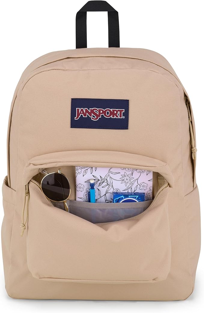 JanSport SuperBreak Plus Backpack with Padded 15-inch Laptop Sleeve and Integrated Bottle Pocket - Spacious and Durable Daypack for Work and Travel - Travertine