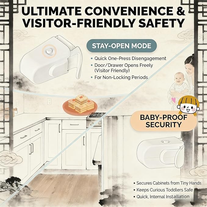 Childproof Door Locks, Child Proof Door Lock, Snap-On Door Knob Safety Lock & Door Handle Child Lock, The Childproof Lock Toddlers Can't Reach, and Renters Can Actually Use (1PC)
