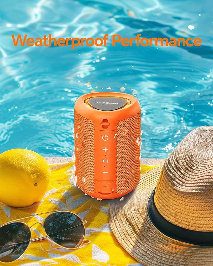 Portable Bluetooth Speaker Beach Essentials: Powerful Crystal Clear Sound/Dynamic Light/IPX5 Waterproof/All Day Playtime/Wireless BT 5.3/TWS Paring, Mom Gifts, Outdoor|Travel|Camping|Pool Accessories