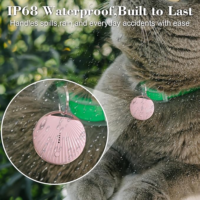 Air Tracker Tag, [MFi Certified] Smart Tag, Pet Bluetooth Tracker for Apple Find My, IP68 Waterproof,Replaceable Battery, Key Finder and Item Locator for Keys, Bags, Pets, Wallet-Pink