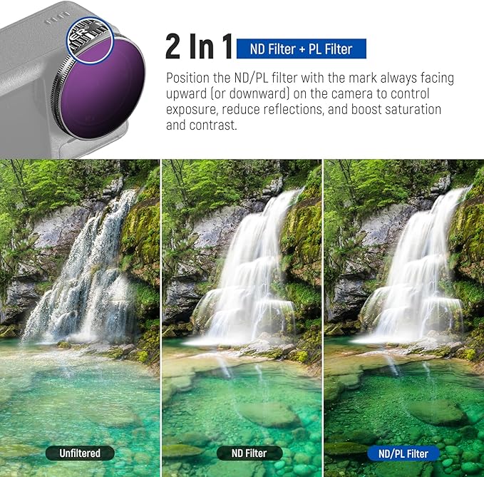NEEWER ND/PL Filter Set Compatible with DJI Osmo Action 3/4/5 Pro, 4 Pack ND8/PL+ND16/PL+ND32/PL+ND64/PL Neutral Density Polarizing Action Camera Accessories Multicoated HD Optical Glass, FL-A77