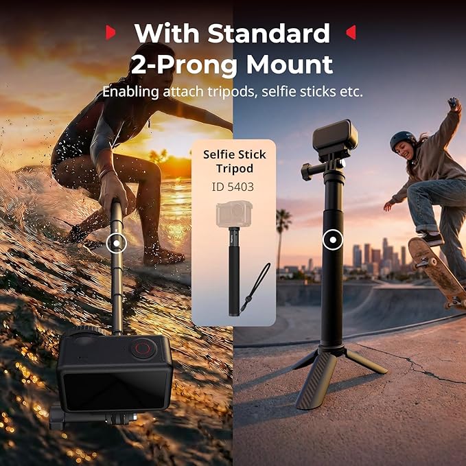 SmallRig Action 6 / Nano Magnetic Quick-Release Adapter Mount for DJI Osmo Action 6 / Osmo Nano, 2 PCS with 2-Prong Mount for Tripod/Selfie Stick