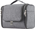 Buruis Hanging Toiletry Bag for Women and Men, Large Water-Resistant Makeup Organizer with Sturdy Hook, Lightweight Nylon Dopp Kit for Full-Sized Toiletries & Cosmetics, Oxford Gray