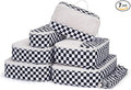 Narwey 7 Set Checkered Packing Cubes for Travel Carry on Suitcase Luggage Organizer Bags for Kids Women Men, Durable Packing Organizers Bag, Travel Essentials Accessories (Black Checkerboard)