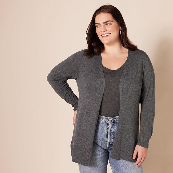 Amazon Essentials Women's Lightweight Long Sleeve Open-Front Cardigan Sweater (Available in Plus Size)
