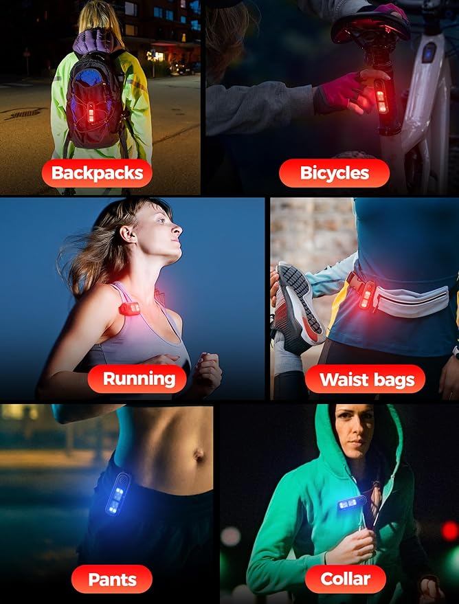 Personal Safety Alarm for Women, gliship Loud 130DB Siren self Defense Keychain with 3 Colors LED Strobe Safety Lights Rechargeable Taillight Clip On Alarm for Running Women Men Children Elderly