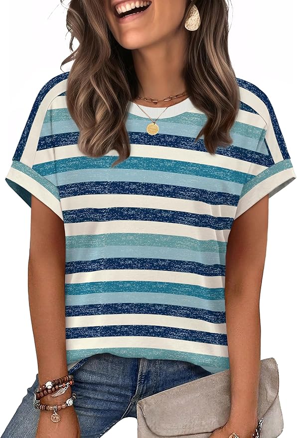 WIHOLL Womens Tops Short Sleeve Shirts Summer Outfits 2026 Spring Dressy Casual Clothes Clothing