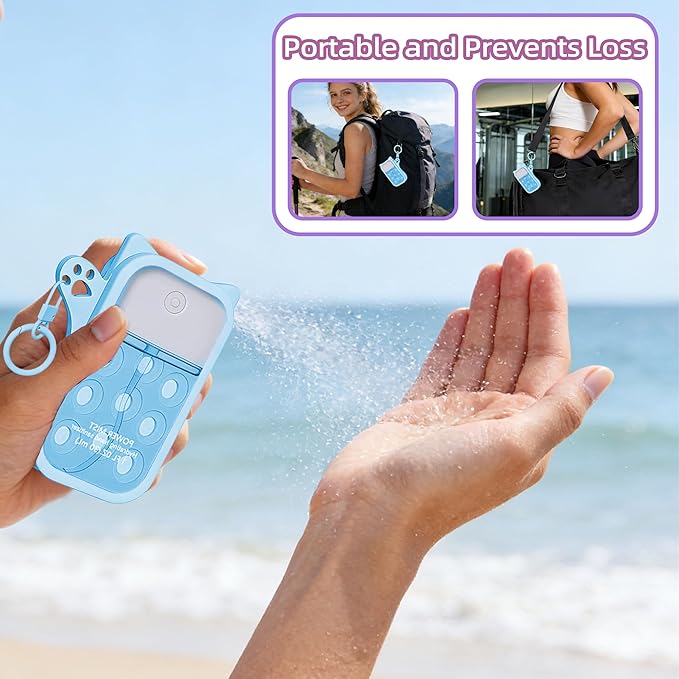 Mlife Hand Sanitizer Spray Case for Touchland Silicone Touchland Case Cat Silicone Case compatible with Touchland Power Mist 1FL OZ/30ML with Keychain &10Pcs Charms(Blue)