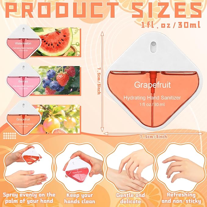 3 Pcs Power Mist Hydrating Hand Sanitizer Spray Bulk Travel Size Hand Sanitizer Spray Pocket 1 oz Square Card Bottle for Daily Use Nurse Teacher Employee Coworker Office Gifts for Mother's Day
