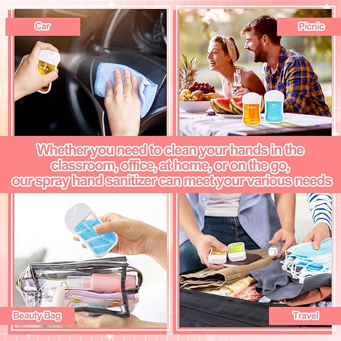 3 Pcs Power Mist Hydrating Hand Sanitizer Spray Bulk Travel Size Hand Sanitizer Pocket 1.35 Fl. oz Gourd Shape Spray White Bottle for Daily Use Women Men Nurse Coworker Teacher Office Gifts