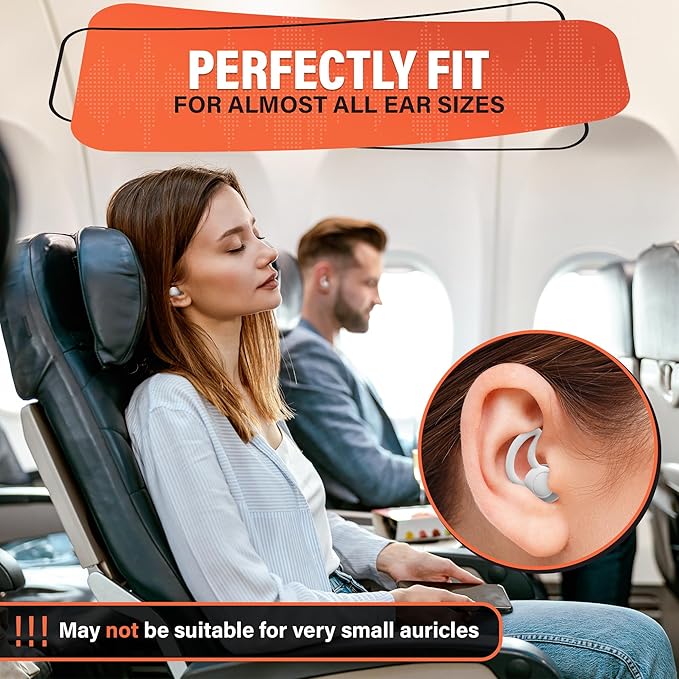 Reusable Ear Plugs for Sleeping - Noise Canceling Silicone Earplugs for Sleep, Reduce 40 dB, White Earplugs for Musicians Hearing Protection, Durable and Comfy, Good for Flying, Focus and Quiet Time