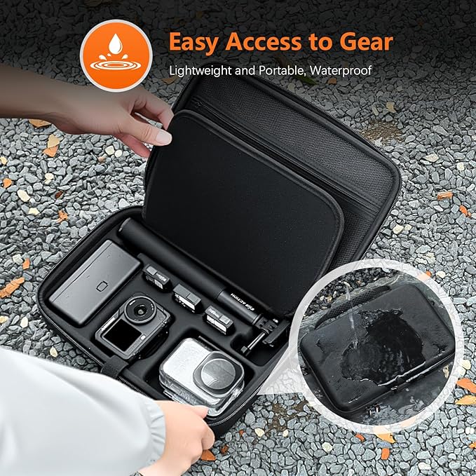 AMAZEAR Carrying Case for DJI Osmo Action 6 Accessories, Compact Hard Shell Carry Bag with Shoulder Strap, Portable Camera Case for Travel, Organization, Storage, Protection, Black