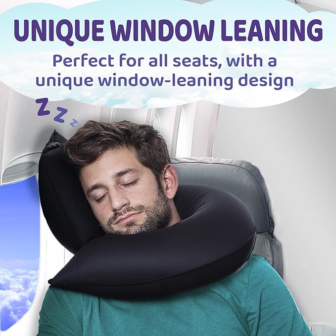 Inflatable Travel Pillows for Airplanes, Cars & Home. New J-Design. Neck & Chin Support. Firmness Adjustable. Inflatable Neck Pillow for Traveling on Plane. Blow Up Neck Pillows for Air Travel