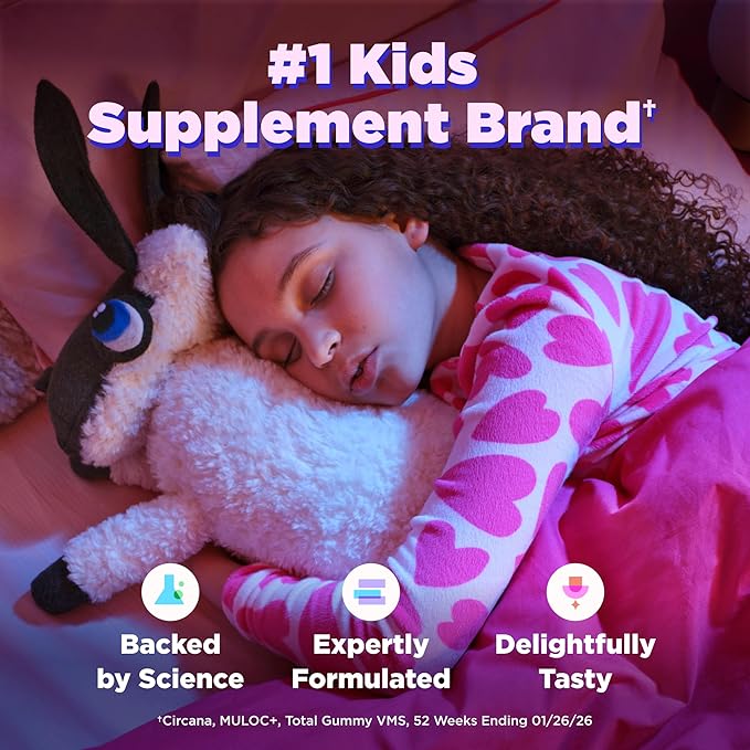 OLLY Kids Sleep Gummy, Occasional Sleep Support,* 0.5mg Melatonin, L-Theanine, Raspberry Flavored, 50 or 25 Day Supply - 50 Count