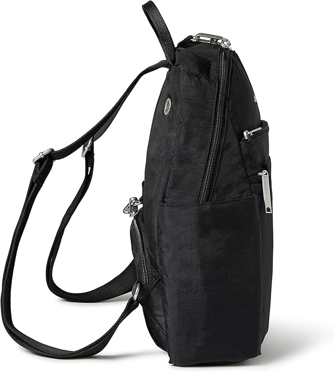 Baggallini Securtex® Anti-theft Vacation Travel Backpack 10x13 Slash-Resistant Nylon Daypack w/RFID, Black