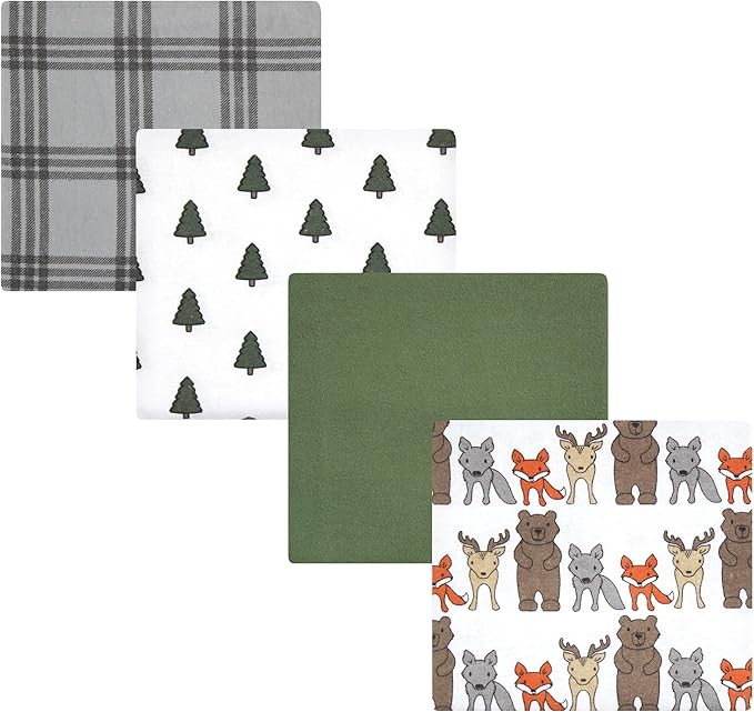 Hudson Baby Unisex Baby Cotton Flannel Receiving Blankets, Wild Forest, One Size