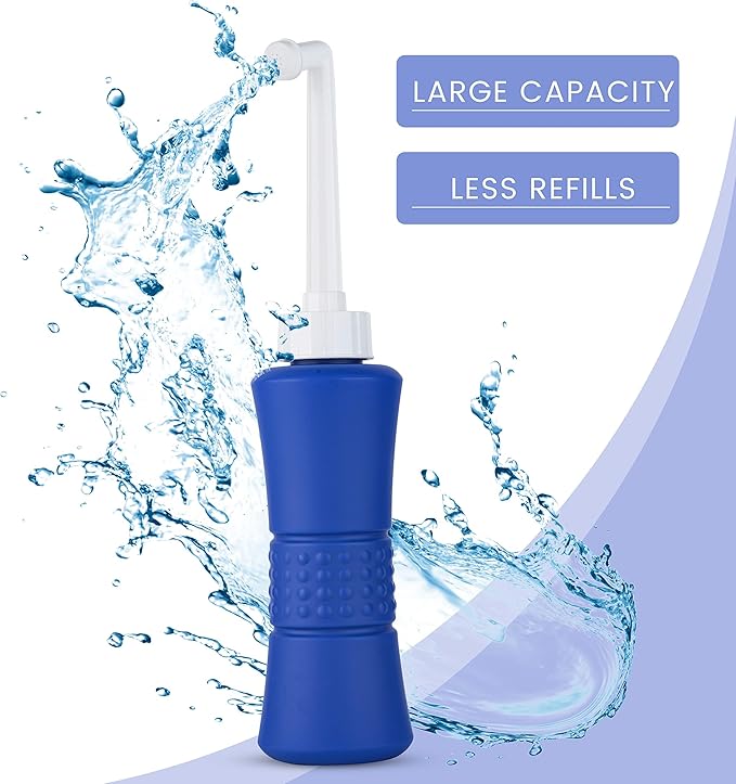 XL laphang Portable Bidet 500ml Blue Peri Bottle with Waterproof Pouch and Cap – PP + TPR, Leak Proof & Scratch Resistant –Perineal Bottle for Postpartum Hemorrhoids Healing, Maternity Kit Essentials