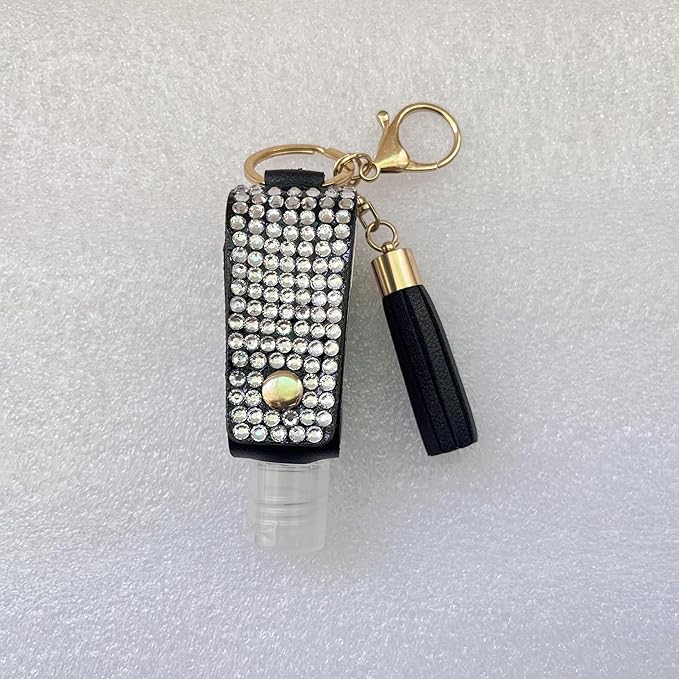 2 Pcs 1oz Bling Travel Bottle Case with Keychain, Travel Bottles for Alcohol, Hand Soap, Refillable Containers Portable