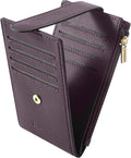 Chelmon Womens Wallet Slim RFID Blocking Bifold Multi Card Case Wallet with Zipper Pocket (Wine Red)