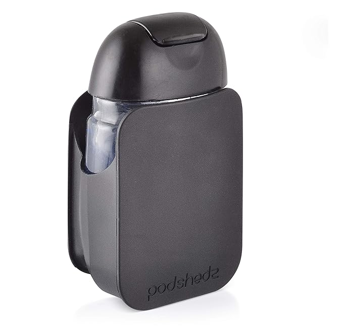 Hand Sanitizer Holder attaches to Cell Phone, Car Dashboards and Other Surfaces, Compatible with Bath & Body Works Pocketbac. (Black)