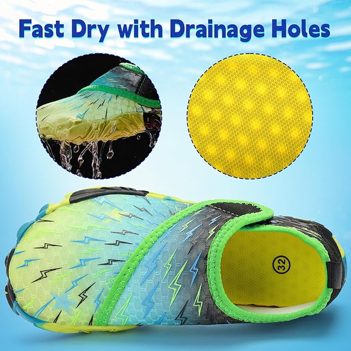 Kids Water Shoes Boys Girls - Wide Toe Box Quick Dry Barefoot Shoes Breathable Non Slip Aqua Athletic Sneakers for Swim Beach Pool Kayak Hiking Sand Walking Travel Essentials (Little Kid/Big Kid)
