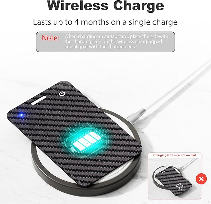 [Apple MFi Certified] Wallet Tracker Card with Apple Find My (iOS Only) Rechargeable Air Tracker Tags Bluetooth Wallet Finder IP68 Waterproof GPS Tracker Item Finder for Keys, Bags, Passport Black