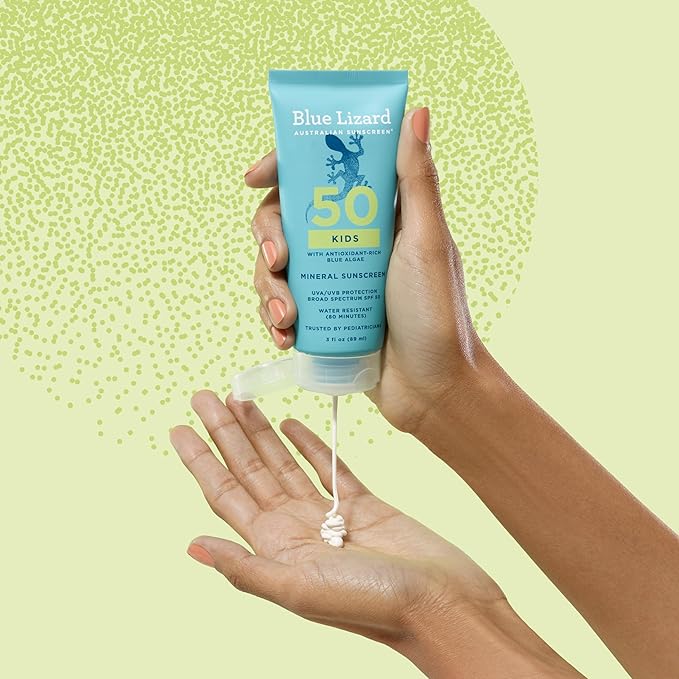 Blue Lizard Kids Mineral SPF 50 Sunscreen Lotion, 100% Mineral, Children’s Sunscreen, Water-Resistant Formula, Paraben-Free, Fragrance-Free, 3 fl oz