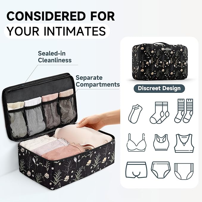 11 Set Packing Cubes for Travel, Gifts for Women Mom Kids, TSA Approved Bags for Makeup, Cosmetic, Toiletry, Suitcase Organizers for Checked Luggage,Cruise Essentials,Airplane Accessories,Black Floral