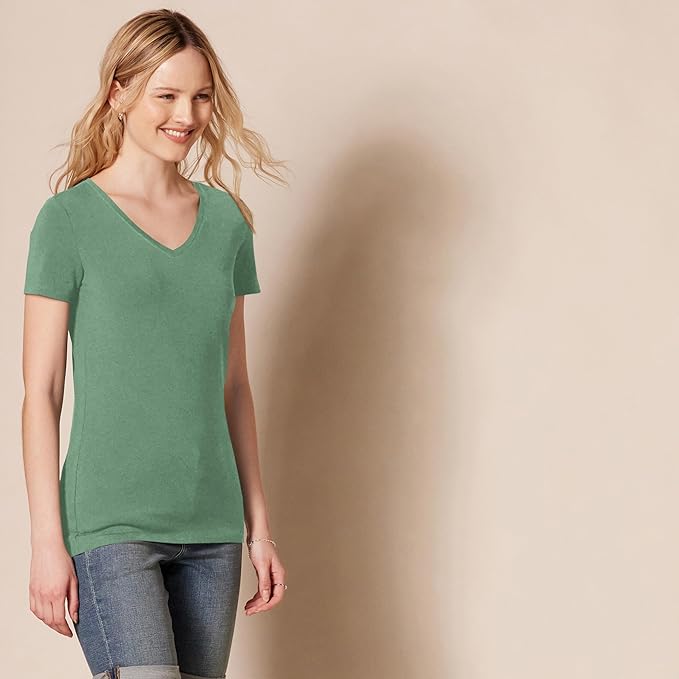 Amazon Essentials Women's Regular-Fit Short-Sleeve T-Shirt (Crewneck and V-Neck Options), Multipacks