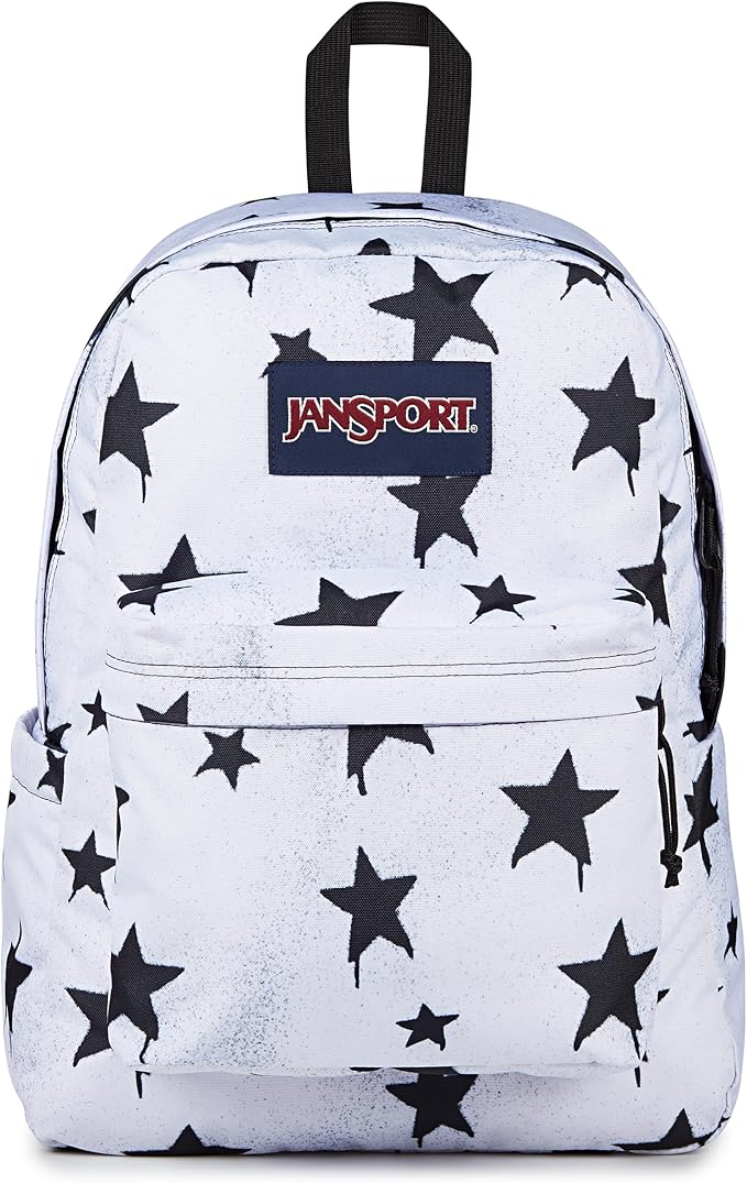 JanSport SuperBreak Plus Backpack with Padded 15-inch Laptop Sleeve and Integrated Bottle Pocket - Spacious and Durable Daypack for Work and Travel - Sprayed Stars Black