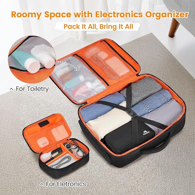MATEIN Carryon Backpack for Travel with Tech Organizer, Lightweight Frontier Personal Item Bag with Shoe Compartment for Flight Essential, 17 inch Travel Laptop Backpack Airline Approved for Weekender