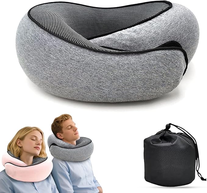 Travel Neck Pillows for Airplanes 2026 New Travel Pillow Neck Travel Pillow Memory Foam Airplane Pillow for Offices and Cars(Dark Grey)