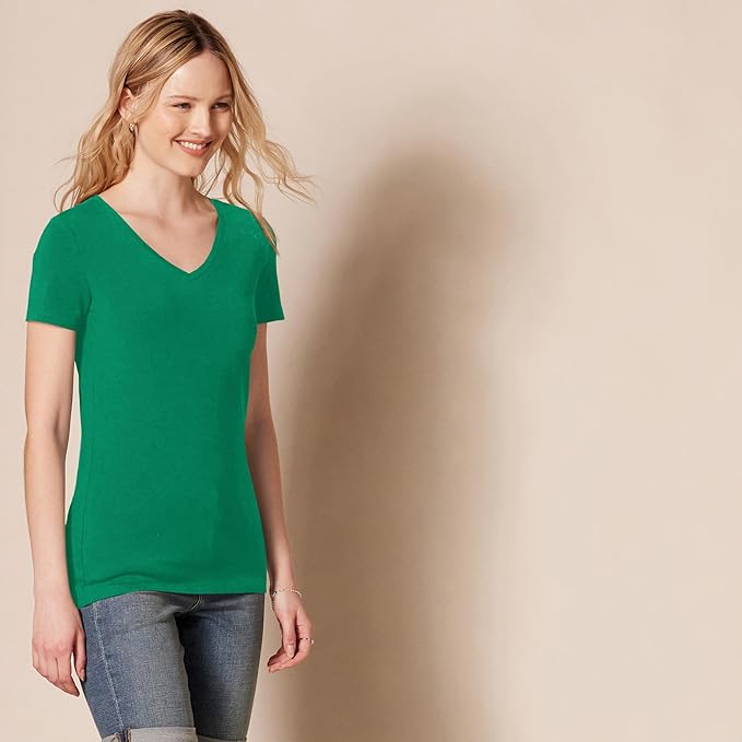 Amazon Essentials Women's Regular-Fit Short-Sleeve T-Shirt (Crewneck and V-Neck Options), Multipacks