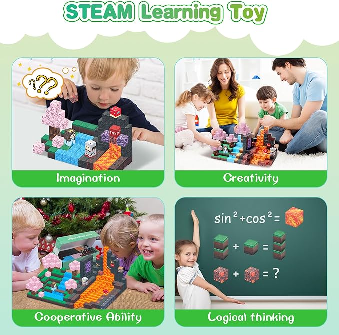 SKTMYY Magnetic Blocks-100PCS Build Magnet Toys Set Magnetic Building Blocks, STEM Sensory 0.98” Magnet Cubes for Kids Toddlers for Boys & Girls Ages 3 4 5 6 7 8 9 10 12