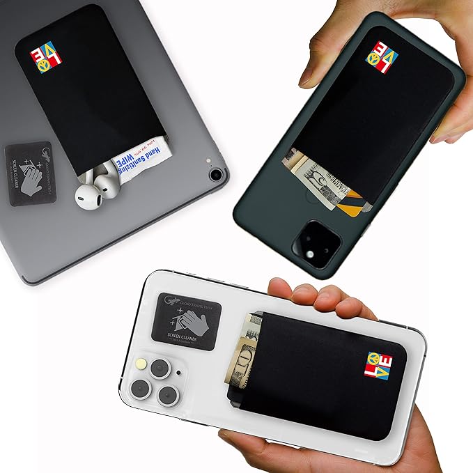 Phone Wallet - Adhesive Card Holder - Cell Phone Pouch - Stick on Lycra Pocket by Gecko - Carry Credit Cards and Cash
