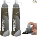 MARCHWAY Soft Hydration Flask with Wide Mouth, 300ml/500ml Collapsible TPU Water Bottle, Leakproof Portable Flexible for Running, Hiking, Cycling, Climbing, Gym, Travel (2pcs Grey 500ml)