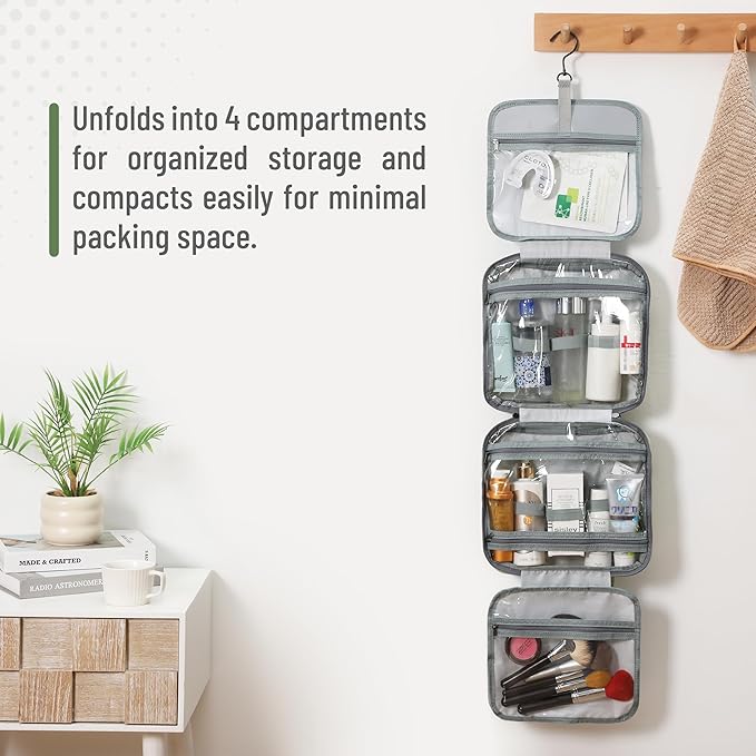 Ms. Pen- Travel Toiletry Bag Organizers, Sage Green, Makeup Travel Bag for Toiletries with Hanging Hook, Water-Resistant