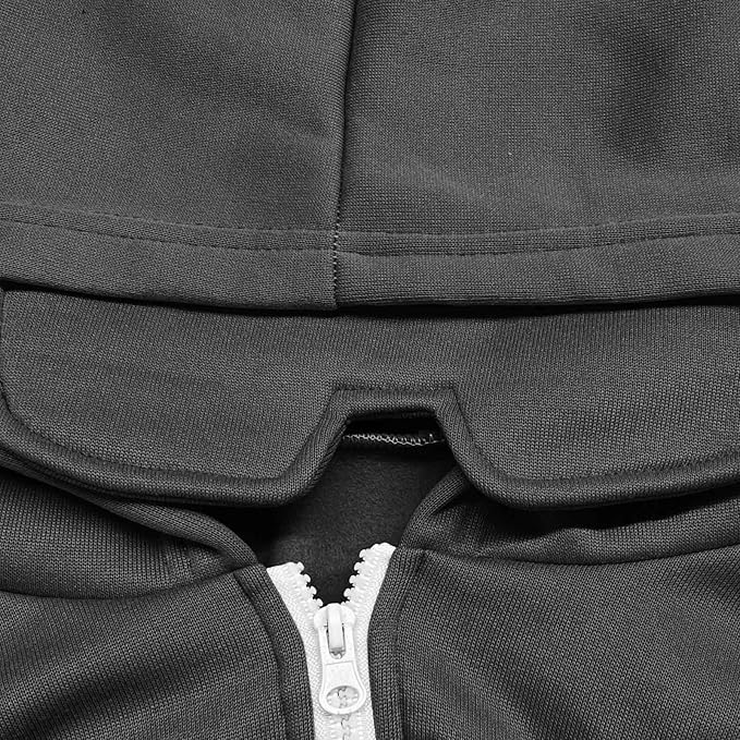 Zip Up Hoodie with Eye Mask Built In, Comfort Airplane Wearable Blanket Sweatshirt Men Women Sleep Clothes