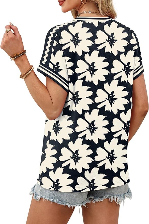 WIHOLL Womens Tops Short Sleeve Shirts Summer Outfits 2026 Spring Dressy Casual Clothes Clothing