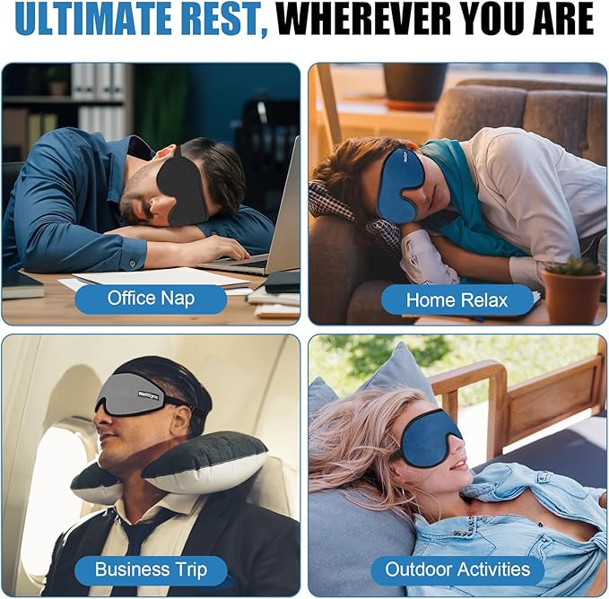 Sleep Eye Mask for Men Women,Zero Pressure 3D Blackout Eye Mask for Sleeping,Eye Covers with Adjustable Strap,Soft Breathable Travel Sleep Mask for Airplane,Includes Ear Plugs(Gray)