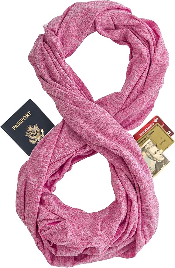 Zero Grid Infinity Travel Scarf Loop with Hidden Zipper Pockets for Passport, Phone, Cash, Cards