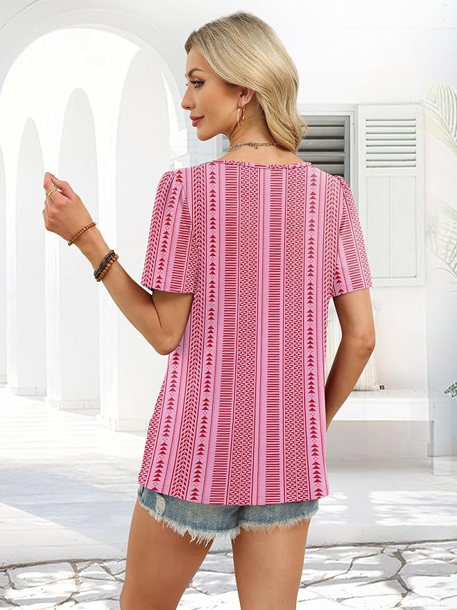 WIHOLL Womens Summer Tops Short Sleeve Shirts Square Neck Spring Outfits 2026 Fashion Clothing Blouses