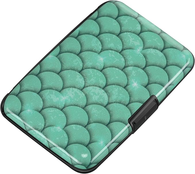 ELFISH RFID Blocking Credit Cards Holder Aluminum Wallet Metal ID Case for Men Women (Blue Scales)