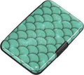 ELFISH RFID Blocking Credit Cards Holder Aluminum Wallet Metal ID Case for Men Women (Blue Scales)