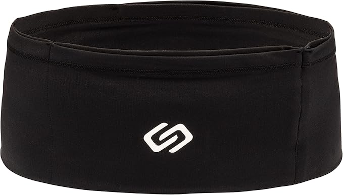 Sporteer VersaMax Anti-Theft Running Belt - Secure Double-Flap Waist Pack - Fits All Mobile Phones - Pickpocket-Proof Travel Money Belt & Medical Device Holder - Premium Nylon Spandex (Black, X-Large)